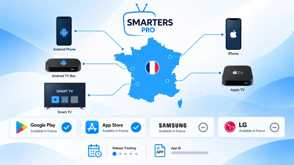 Smarters Pro store France avec Google Play App Store Samsung et LG vérifiés