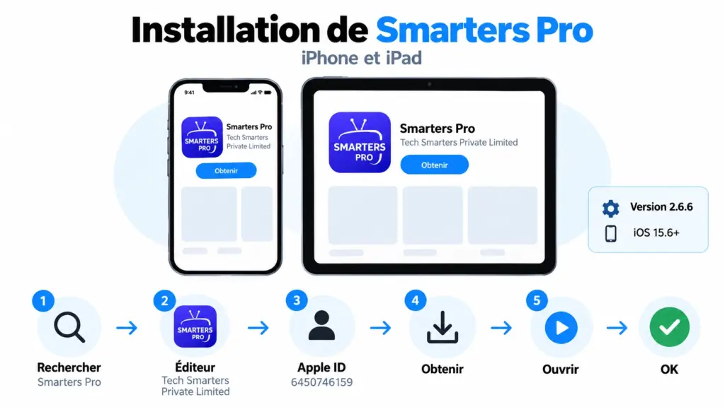 Smarters Pro iPhone installé depuis App Store France sur iPhone et iPad