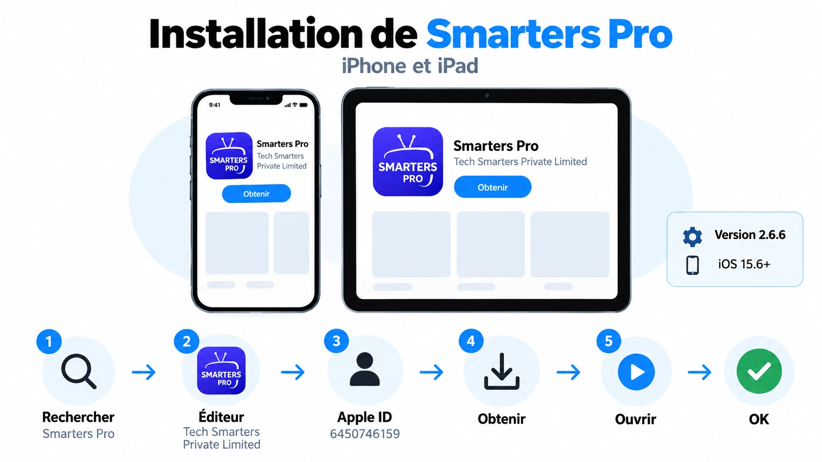 Smarters Pro iPhone installé depuis App Store France sur iPhone et iPad