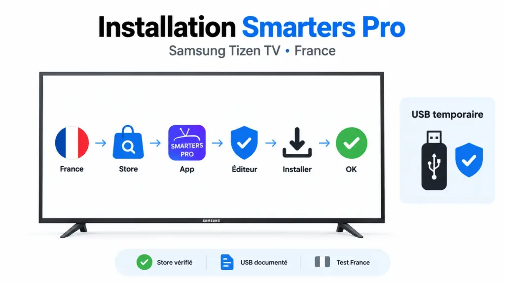 Installer Smarters Pro Samsung TV depuis Samsung Apps avec vérification Tizen France